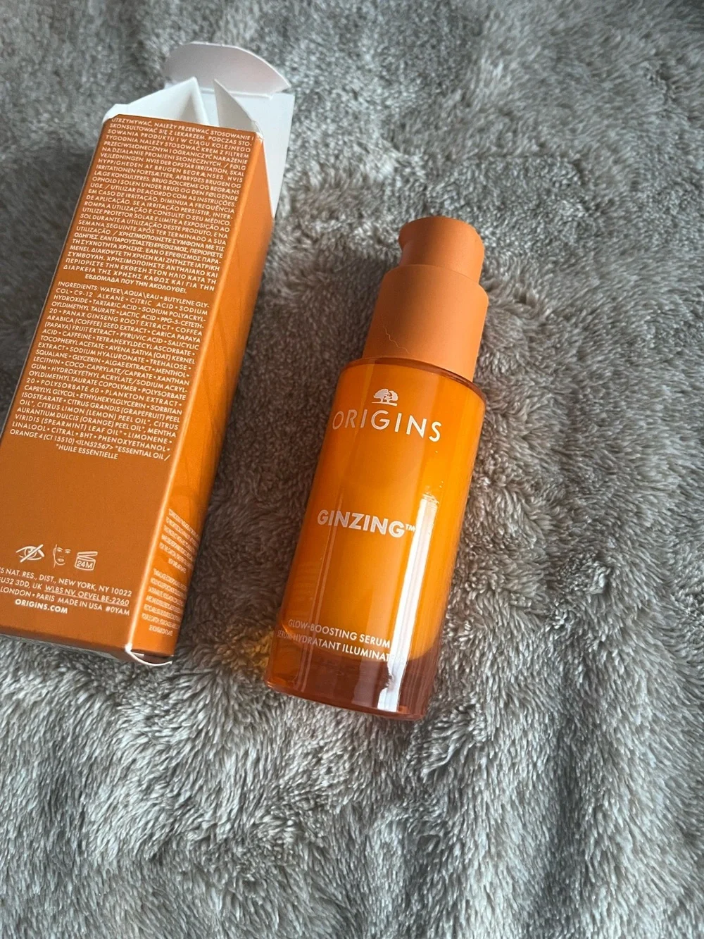 Origins GinZing Glow-Boosting Serum - Orange Packaging
